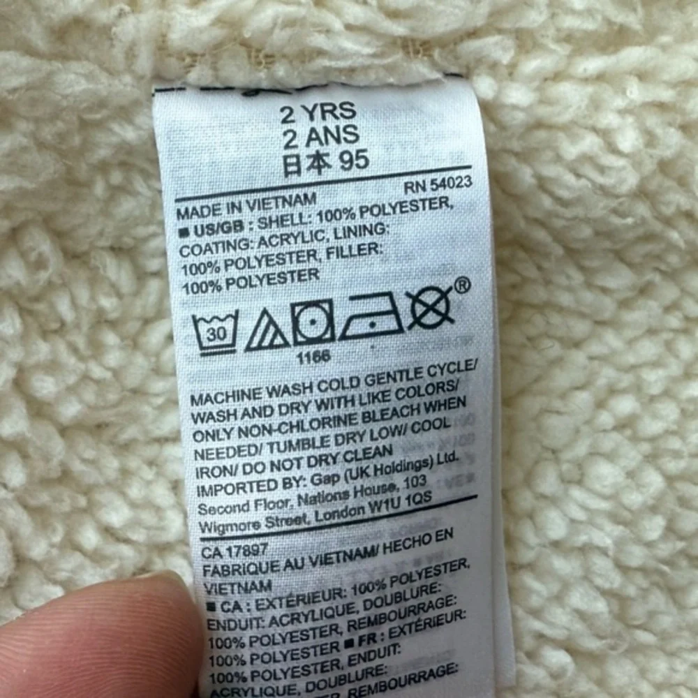 Cream Baby Gap Fleece‎ Lined Puffer Vest size 2